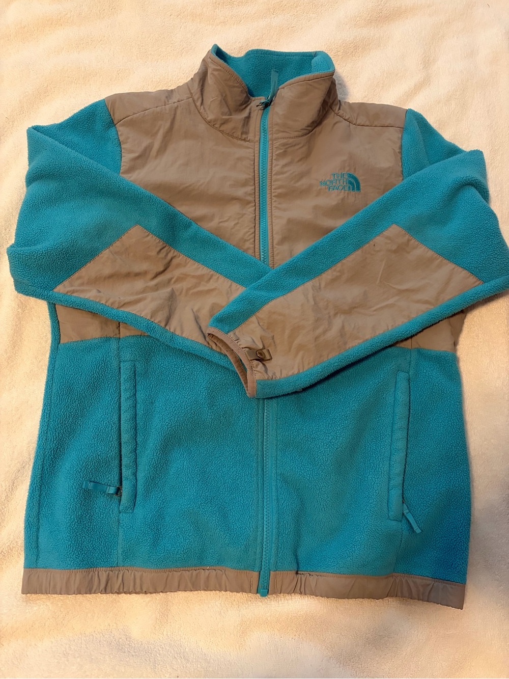 The North Face Teal and Gray Fleece Jacket